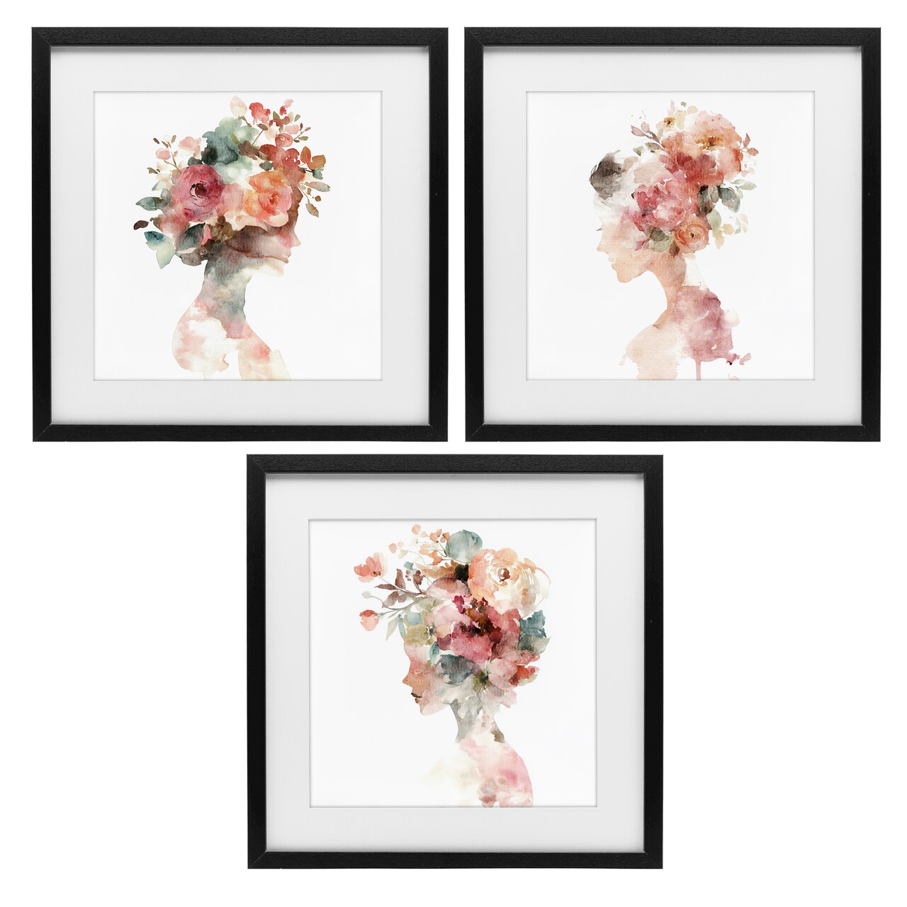 Stupell Industries Floral Dreamscape Portraits 3pc Framed Print Under Glass Set, design by Svetlana Aleynikova